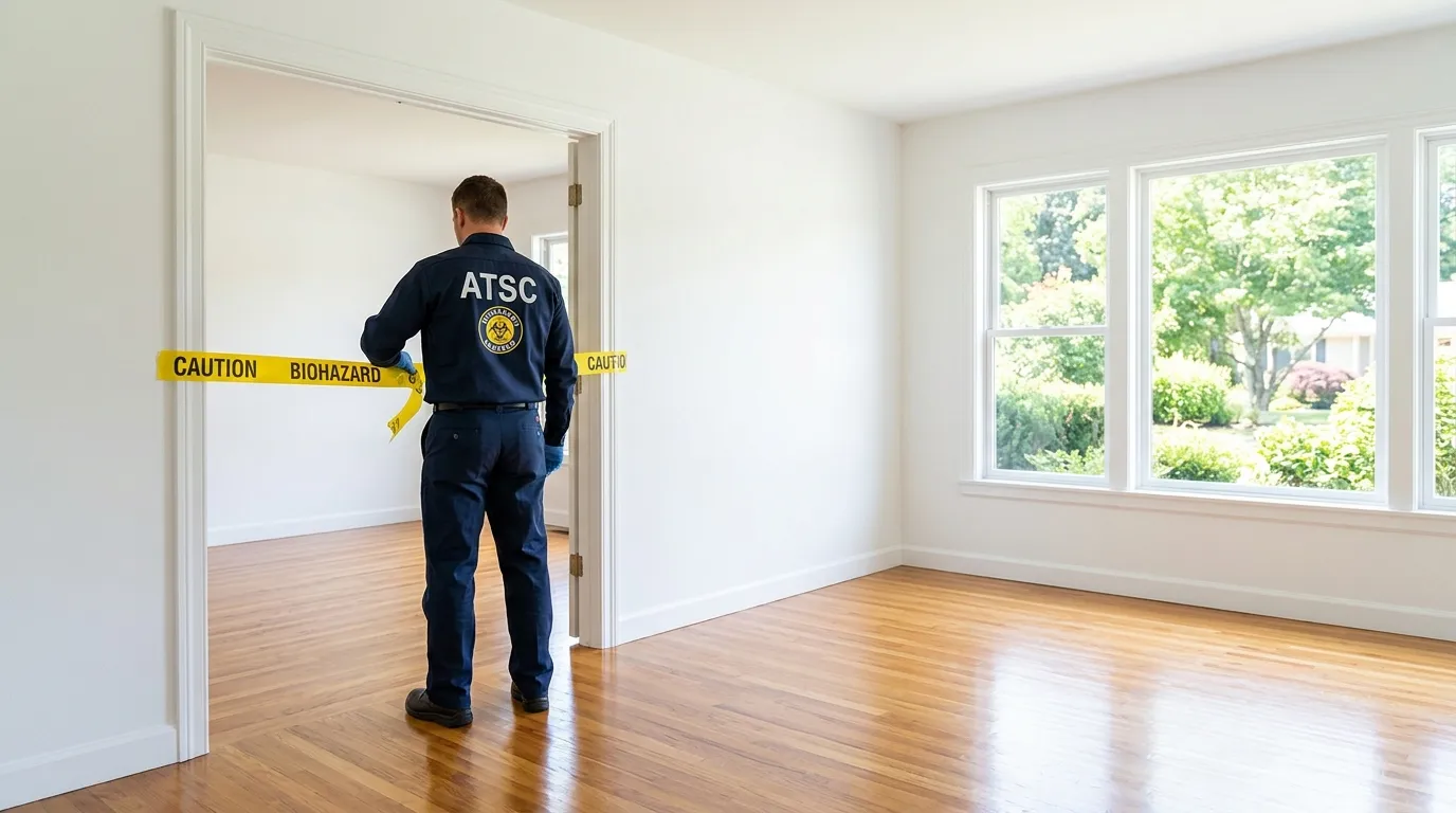 Certified biohazard cleanup crew performing Decomposition Cleanup in Welby